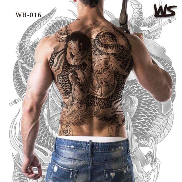 Extra Large Back Temporary Lion Tatoo Sticker Waterproof Black Luxury Big Modern Design For Mens