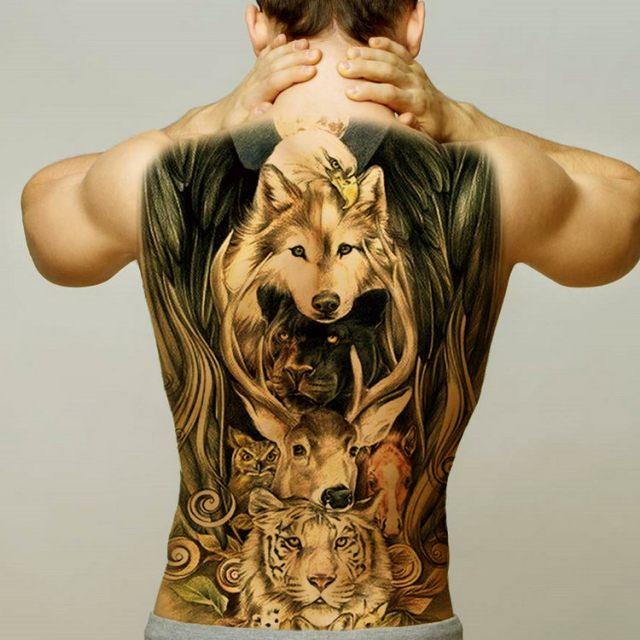 Extra Large Back Temporary Lion Tatoo Sticker Waterproof Black Luxury Big Modern Design For Mens