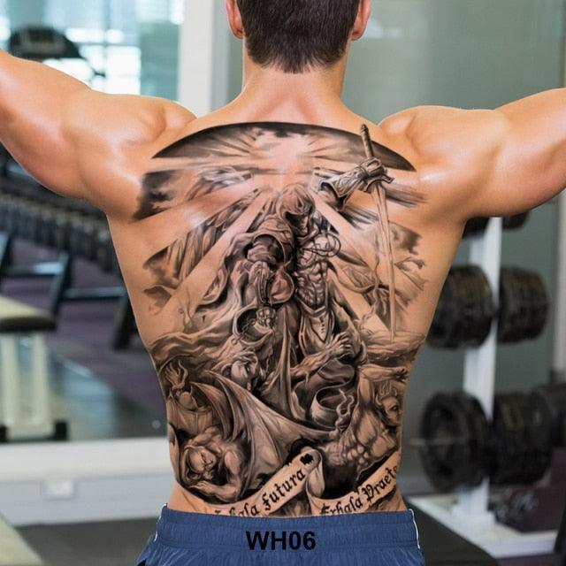 Extra Large Back Temporary Lion Tatoo Sticker Waterproof Black Luxury Big Modern Design For Mens