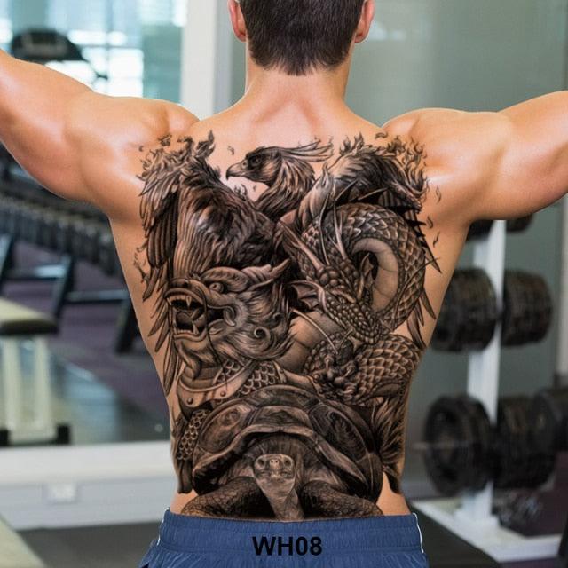 Extra Large Back Temporary Lion Tatoo Sticker Waterproof Black Luxury Big Modern Design For Mens