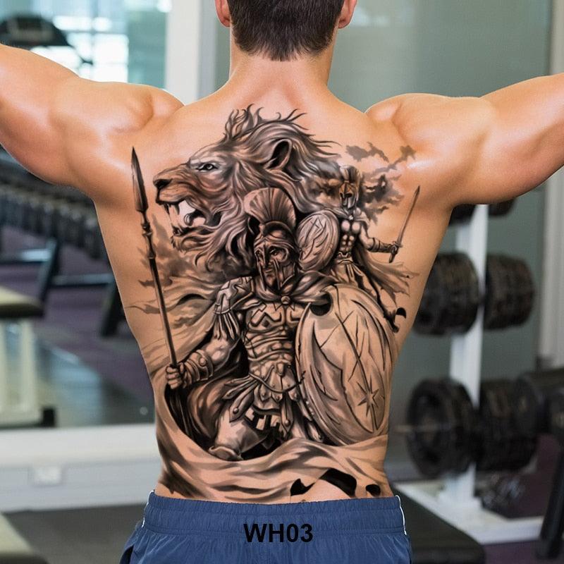 Extra Large Back Temporary Lion Tatoo Sticker Waterproof Black Luxury Big Modern Design For Mens