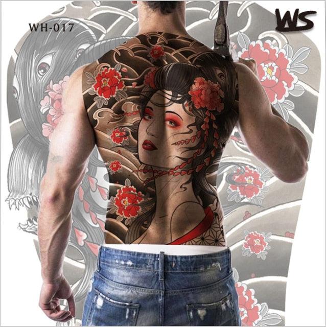 Extra Large Back Temporary Lion Tatoo Sticker Waterproof Black Luxury Big Modern Design For Mens