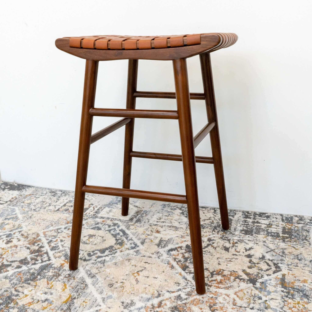 Maya - Genuine Leather Stool - Rustic / Tan by Couch.com