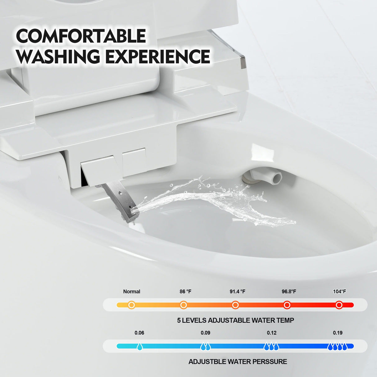 Luxury Smart Toilet With Dryer And Warm Water, Elongated Bidet Toilet With Heated Seat, With Remote Control, Led Night Light, Power Outage Flushing, Soft Close Cover - White by Couch.com