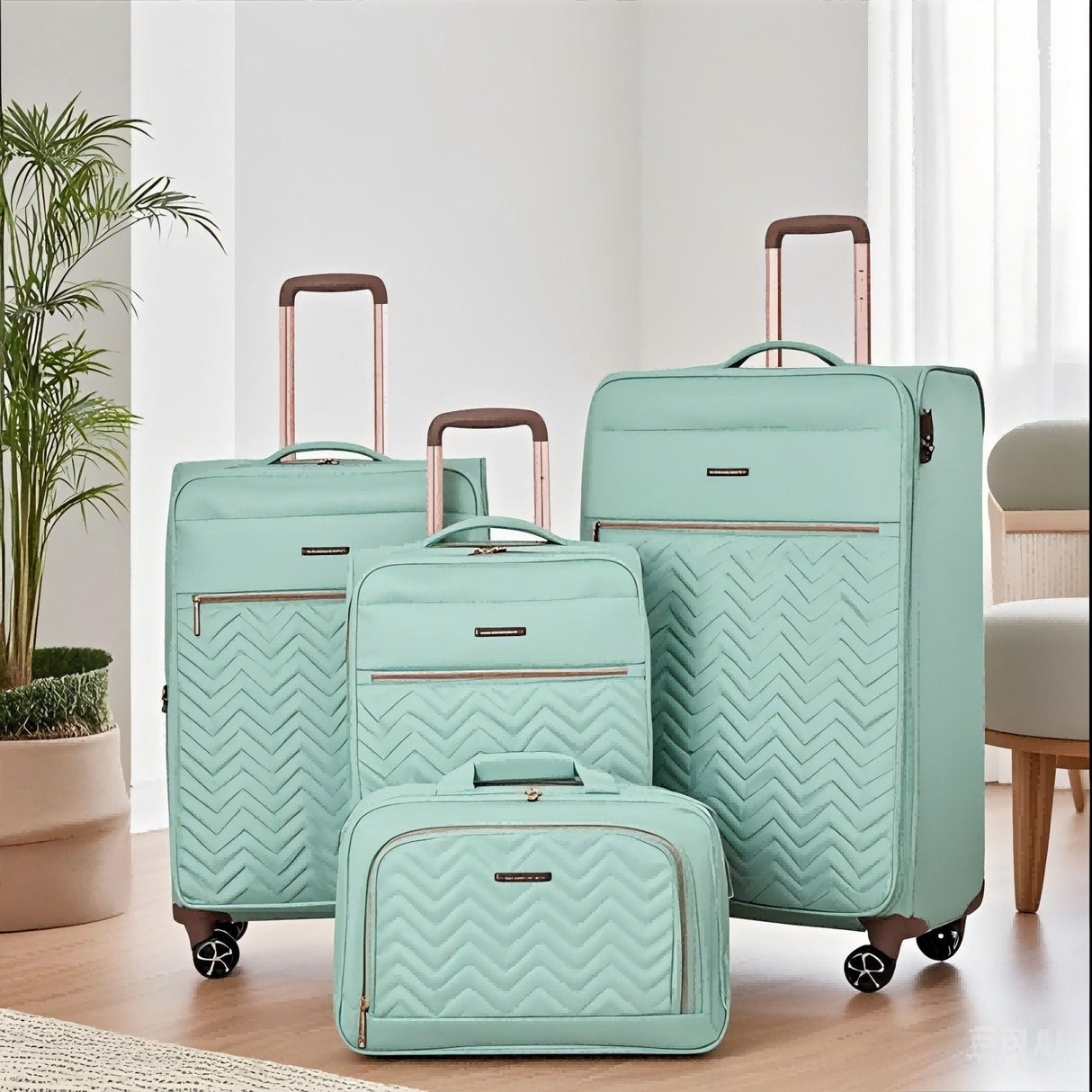 4 Piece Set, Softshell Suitcase Spinner Wheels Terylene Luggage Sets by Couch.com