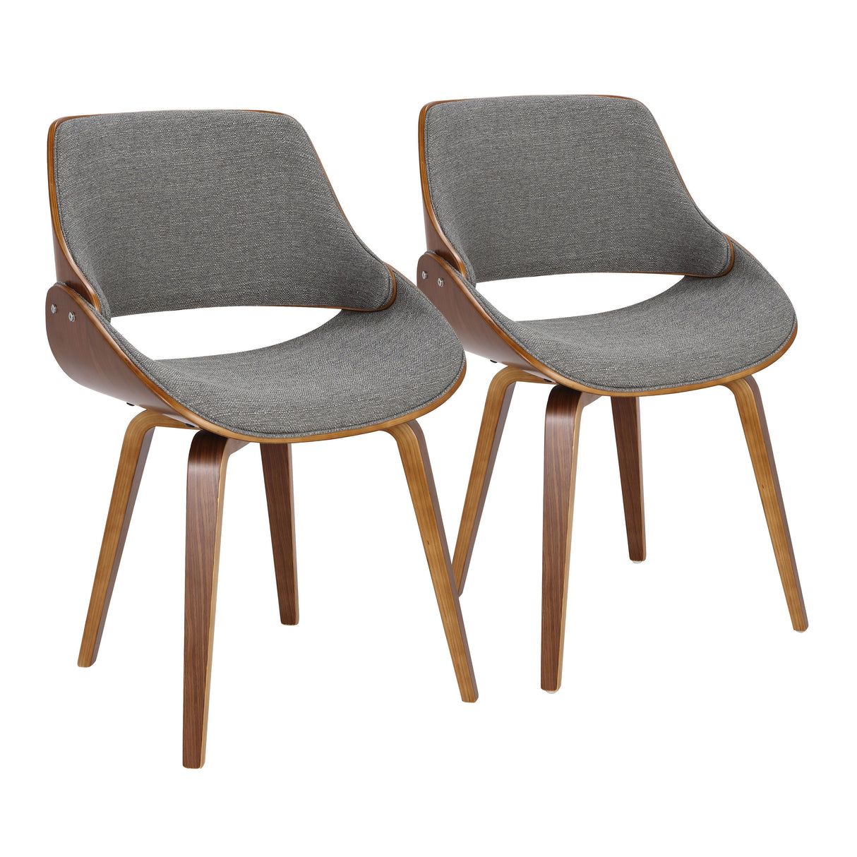 Fabrizzi - Mid-Century Modern Dining / Chair (Set of 2) - Walnut / Gray by Couch.com