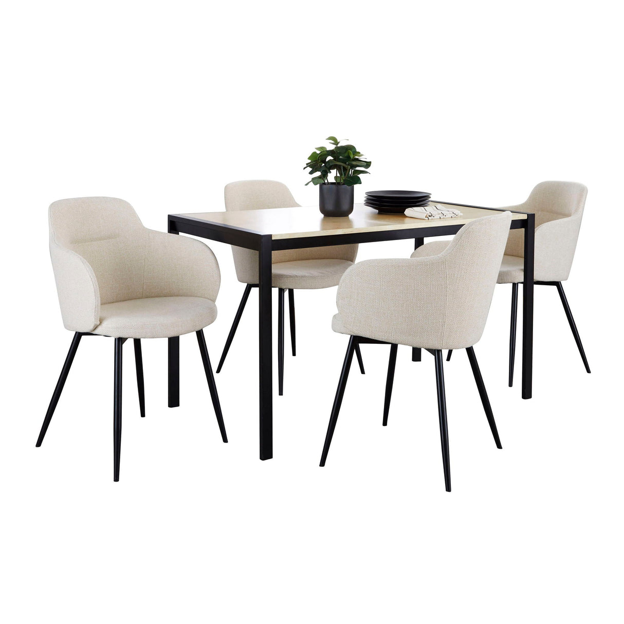 Fuji Boyne - 5 Piece Contemporary Dining Set - Black / Natural / Cream by Couch.com