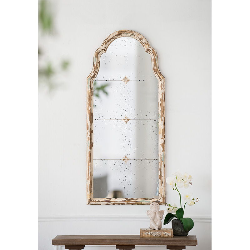Large & Framed Wall Mirror, Arched Mirror With Decorative Window Look For Living Room - Cream by Couch.com