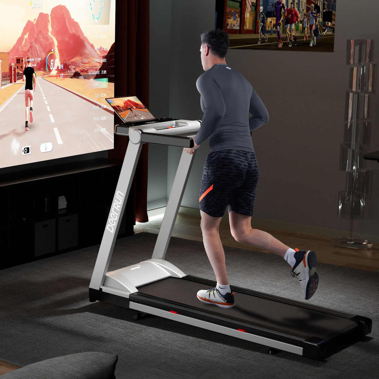 DeerRun A1 Pro Move+ 6% Incline Foldable Treadmill——2025 Upgraded Chip & NFC Support | 350Lbs, 10mph Silver