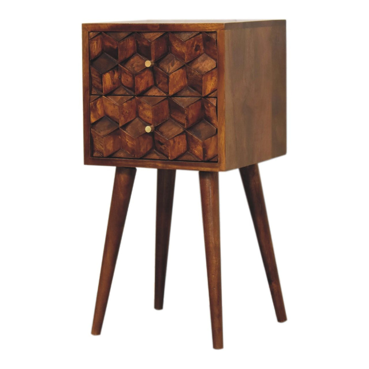 Mini Cube 2 Drawer Nightstand - Chestnut by Couch.com