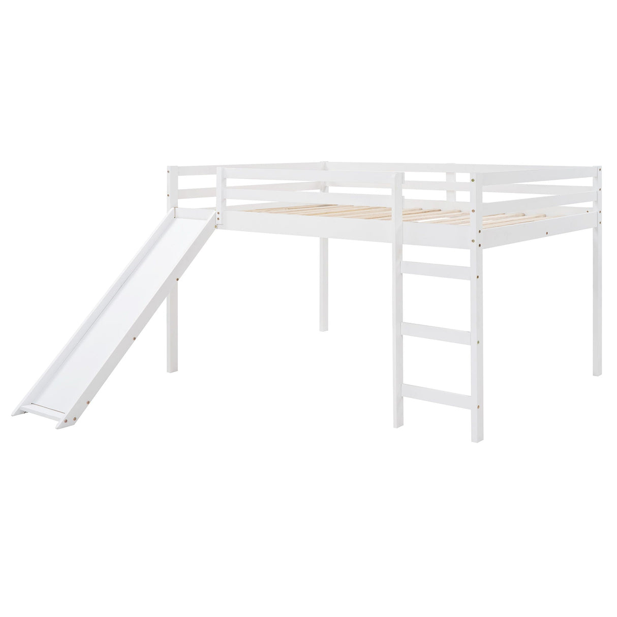 Full Loft Bed With Slide, Multifunctional Design - White by Couch.com
