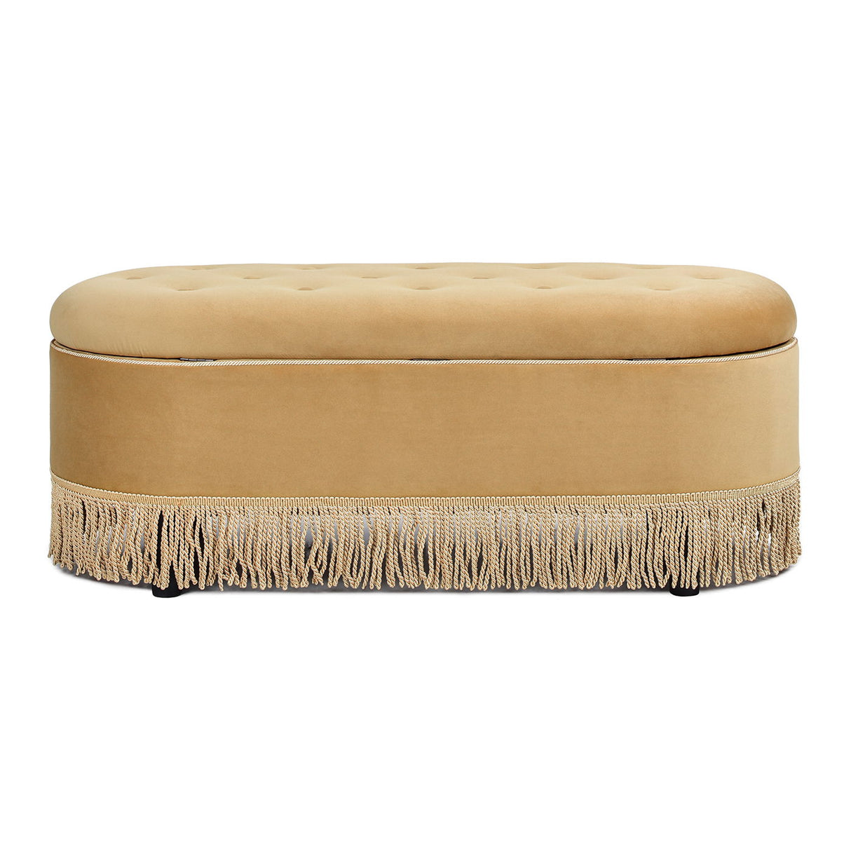 Melinda - Oval Tufted Bullion Fringe Storage Bench by Couch.com