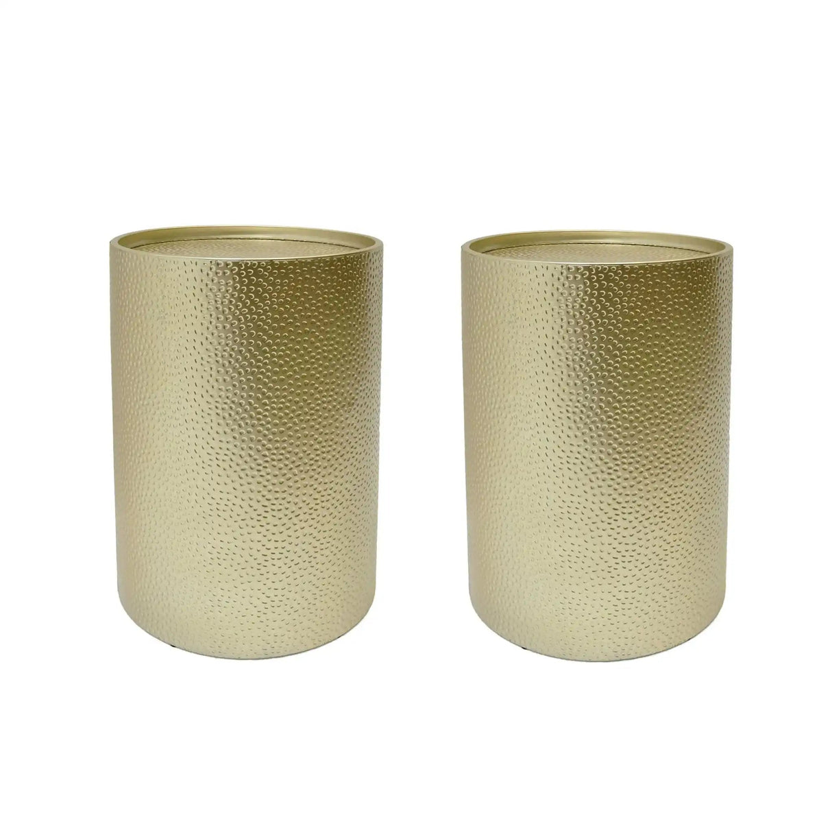 Modern Round Accent Table With Hammered Surface