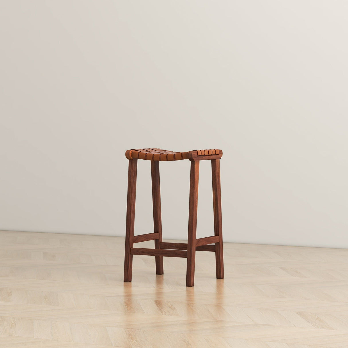 James - Mid-Century Modern Genuine Leather Counter Stool by Couch.com