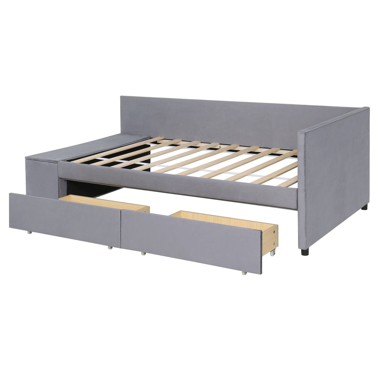 L Shaped Upholstered Platform Bed With Storage And Drawers by Couch.com