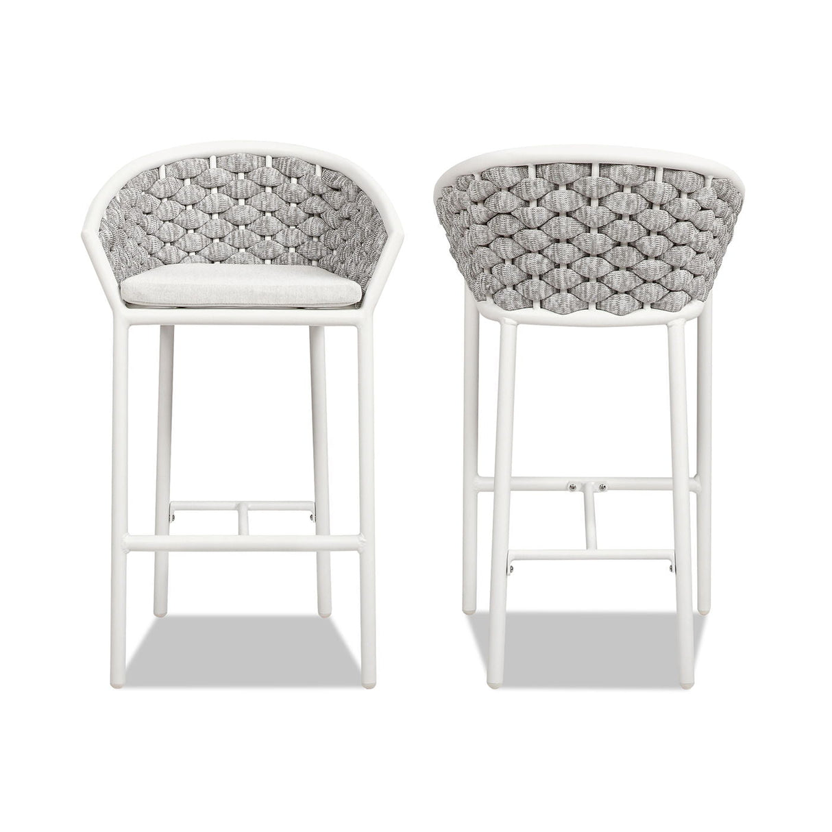 Rowan - Rope Barrel Low Back Patio Counter Stool (Set of 2) - Optic White by Couch.com
