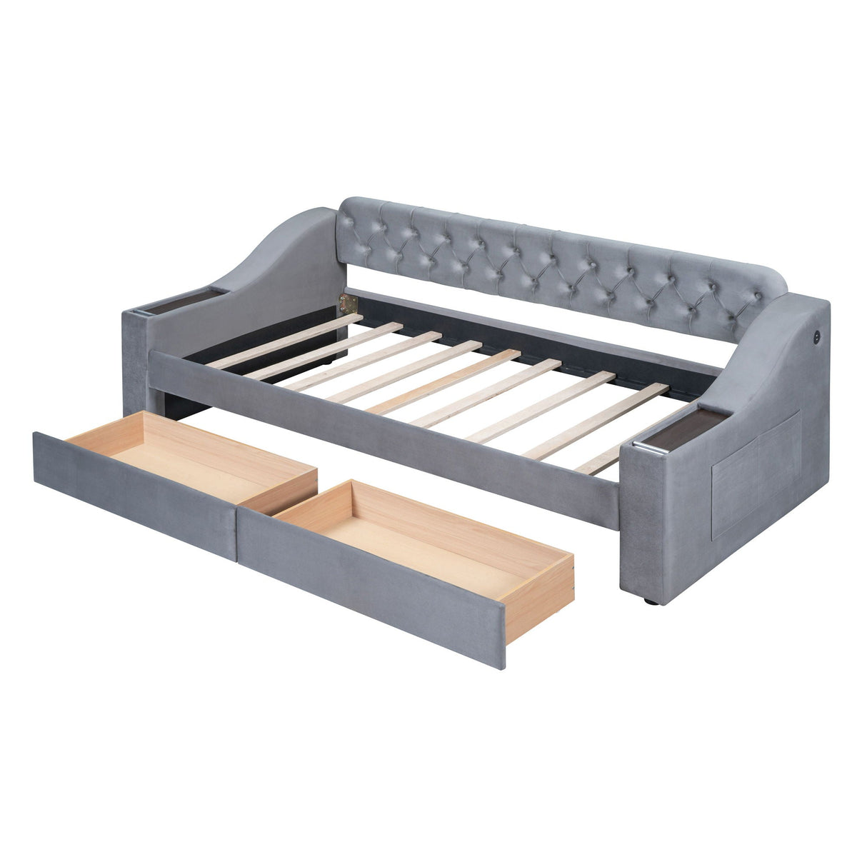 Upholstered Daybed With Storage Armrests And USB Port by Couch.com