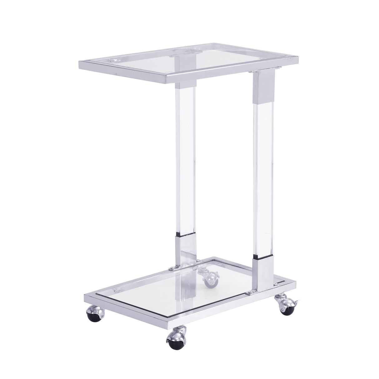 Side Table, Sofa Table, Glass Top C Shape Square Table With Metal Base For Living Room, Bedroom, Balcony Home And Office by Couch.com