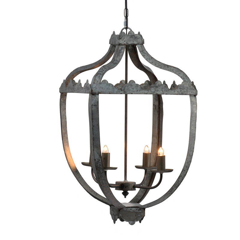 4 Light Metal Chandelier, Hanging Light Fixture With Adjustable Chain For Kitchen, Bulb Not Included - Gray by Couch.com
