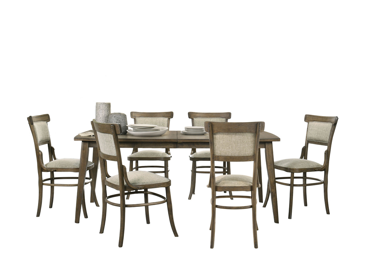Bistro - Dining Table With Off White Fabric Dining Chairs by Couch.com