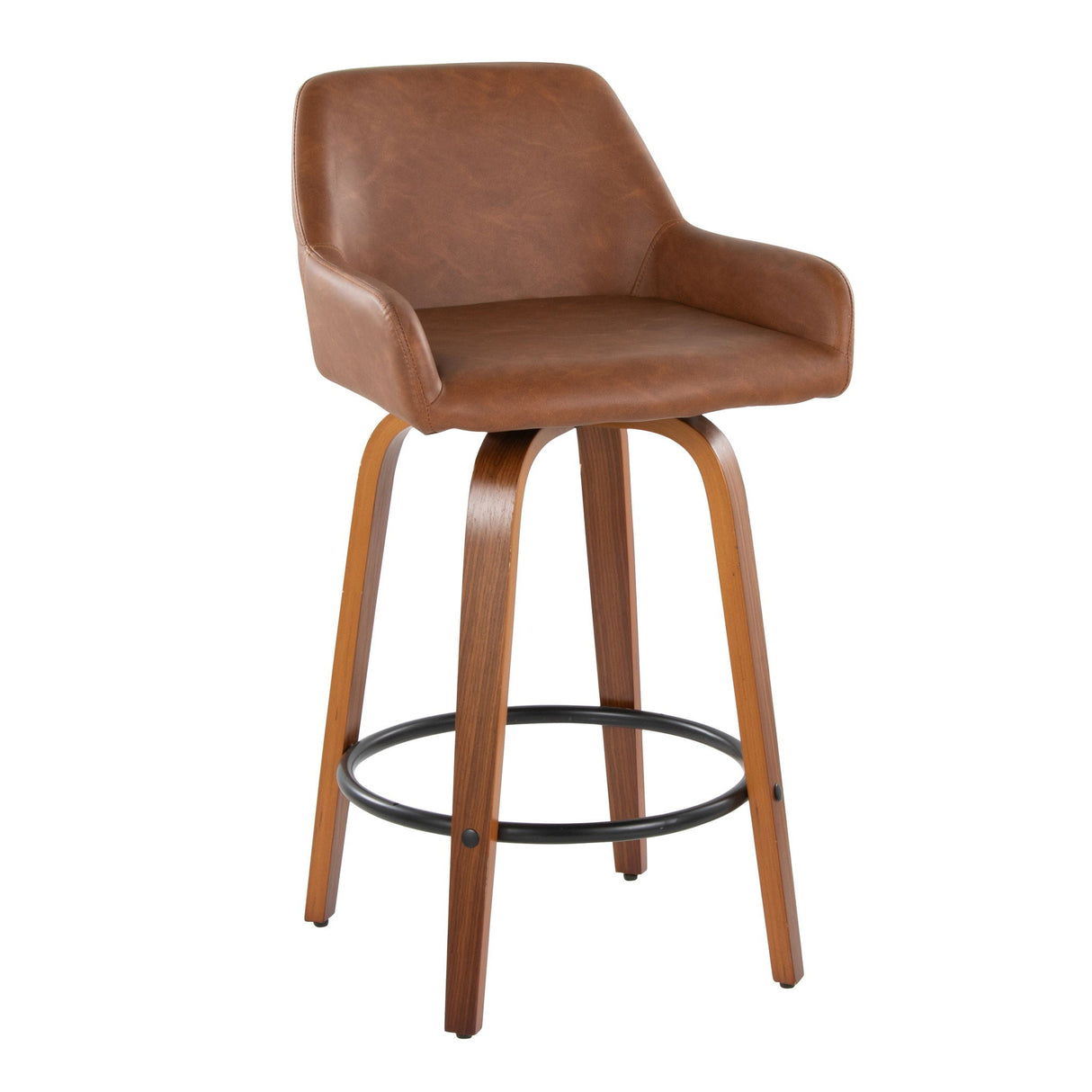 Daniella - Contemporary Fixed Height Counter Stool With Swivel With Round Footrest (Set of 2) by Couch.com