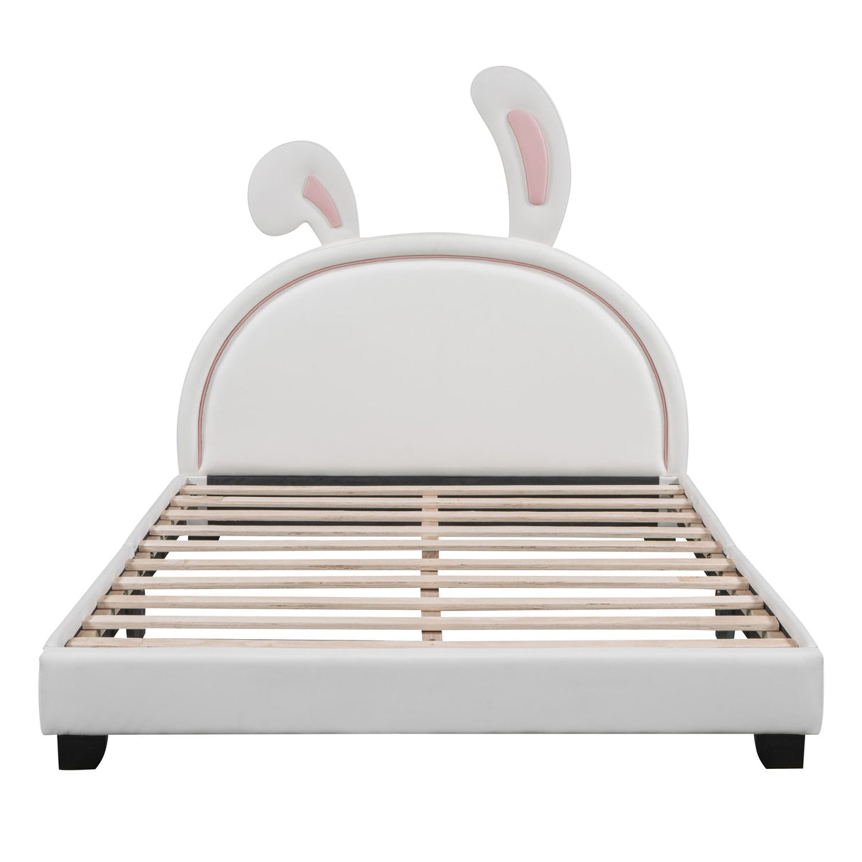 Upholstered Leather Platform Bed With Rabbit Ornament by Couch.com