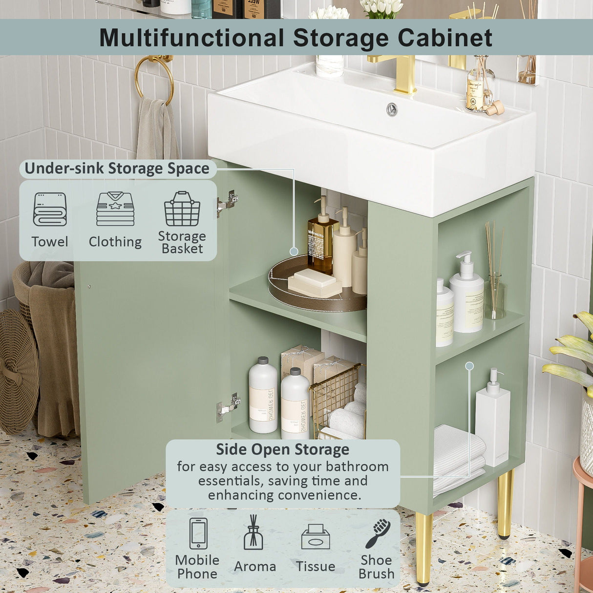 Bathroom Vanity, Combo Cabinet, Bathroom Storage Cabinet, Single Ceramic Sink by Couch.com