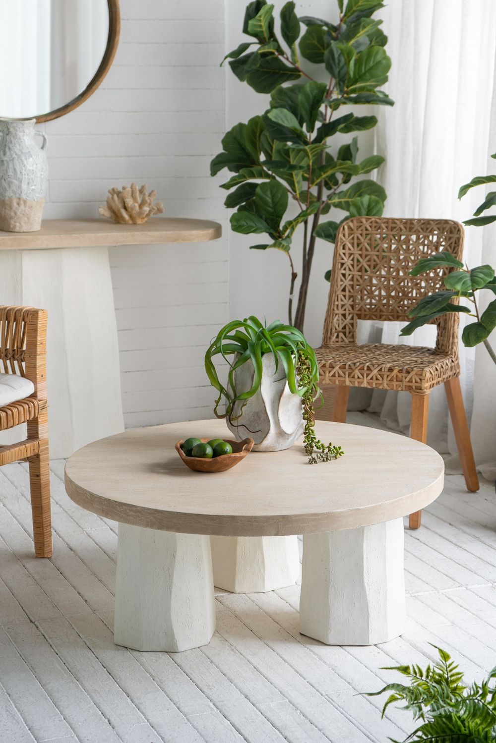 Decorative Coffee Table With Wooden Top And Magnesium Base - Brown White by Couch.com