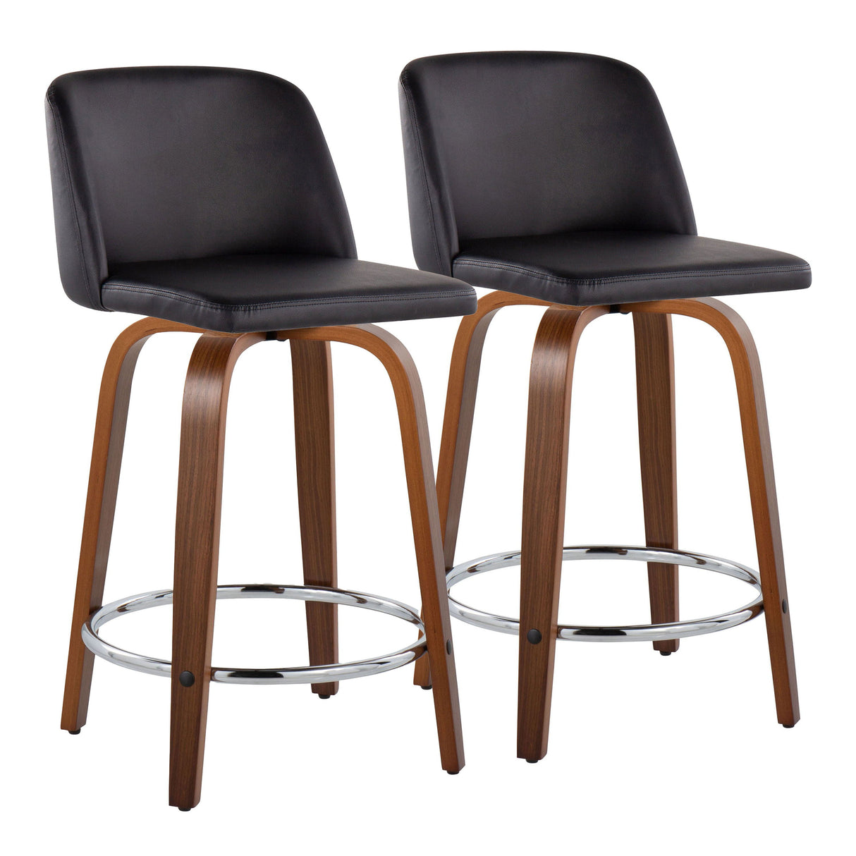 Toriano - Mid Century Modern Fixed Height Counter Stool With Swivel With Round Footrest (Set of 2) by Couch.com
