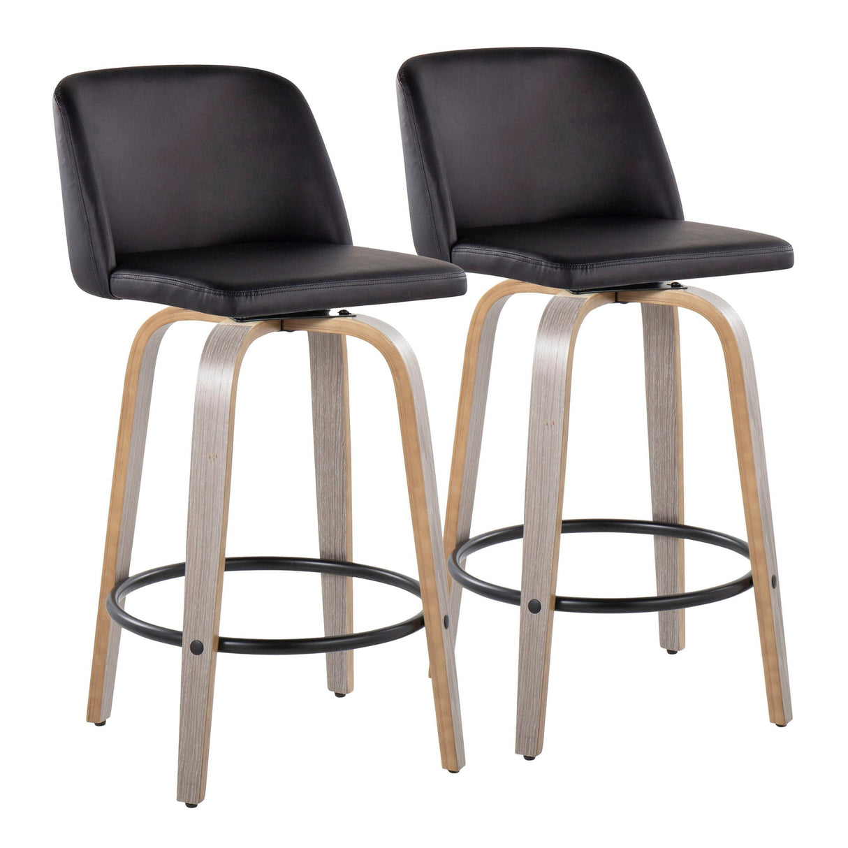 Toriano - Contemporary Fixed Height Counter Stool With Swivel & Round Footrest (Set of 2) by Couch.com