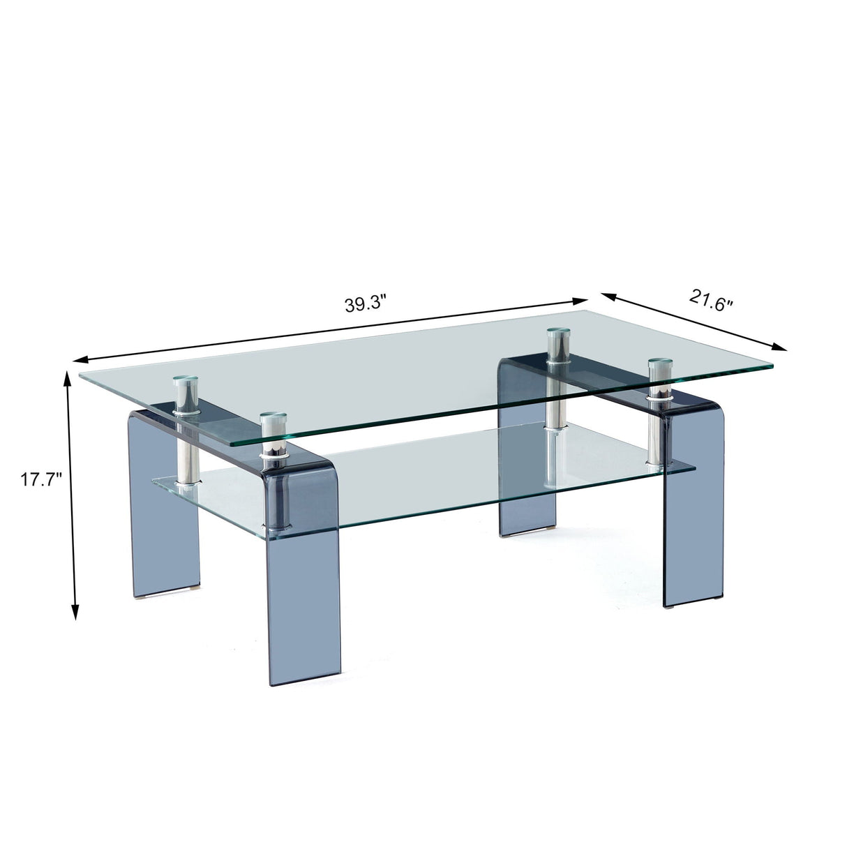 Modern Tempered Glass Coffee Table With 2 Tier Storage For Living Room by Couch.com