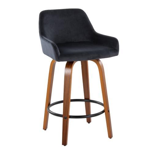 Daniella - Contemporary Fixed Height Counter Stool With Swivel With Round Footrest (Set of 2) by Couch.com