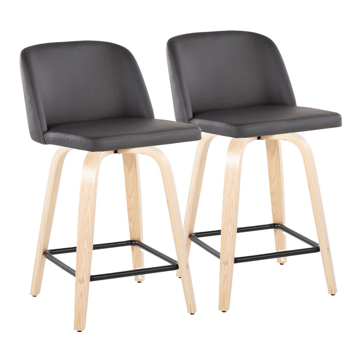 Toriano - Contemporary Modern Design Fixed Height Counter Stool With Swivel With Square Footrest (Set of 2) by Couch.com