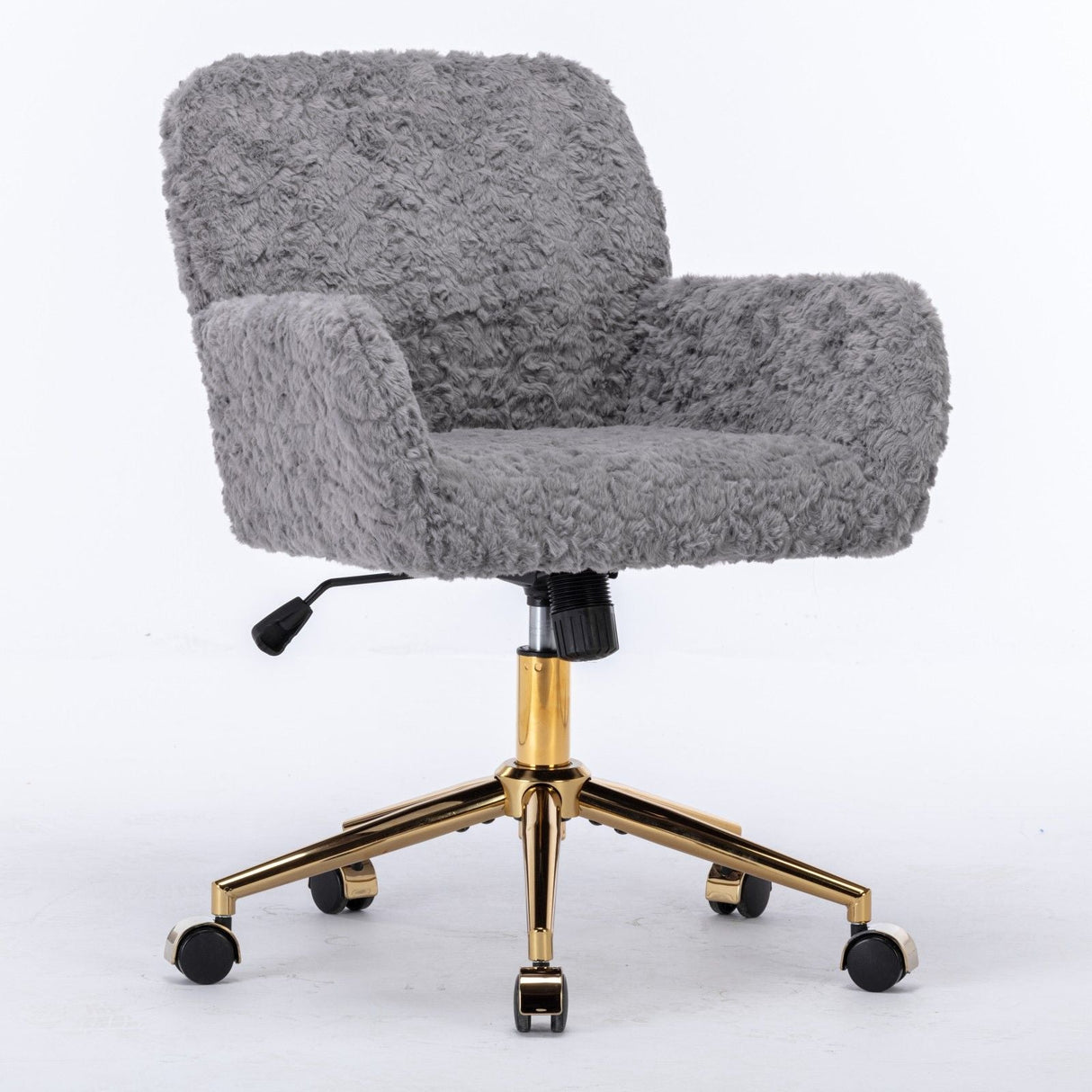 Office Chair, Artificial Rabbit Hair Home Office Chair With Golden Metal Base, Adjustable Desk Chair Swivel Office Chair, Vanity Chair by Couch.com