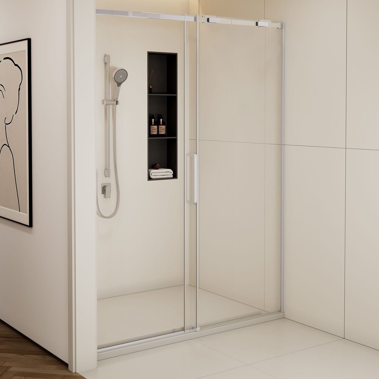 Semi-Frame Single Sliding Shower Door With Clear Tempered Glass by Couch.com