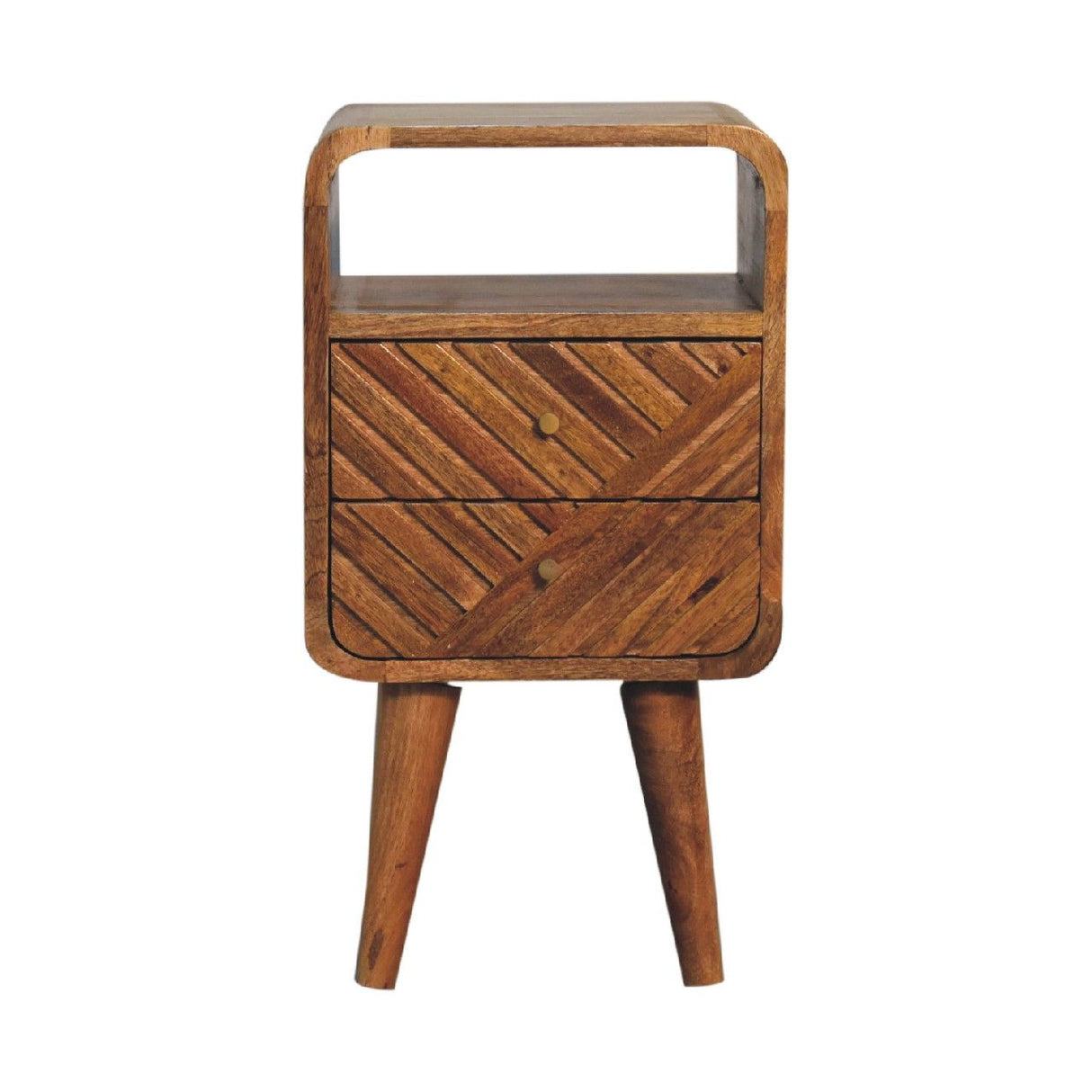 Couch.com Mini Lille Curved Nightstand Oak, with Storage, Wood Construction, Light Brown Finish by Couch.com