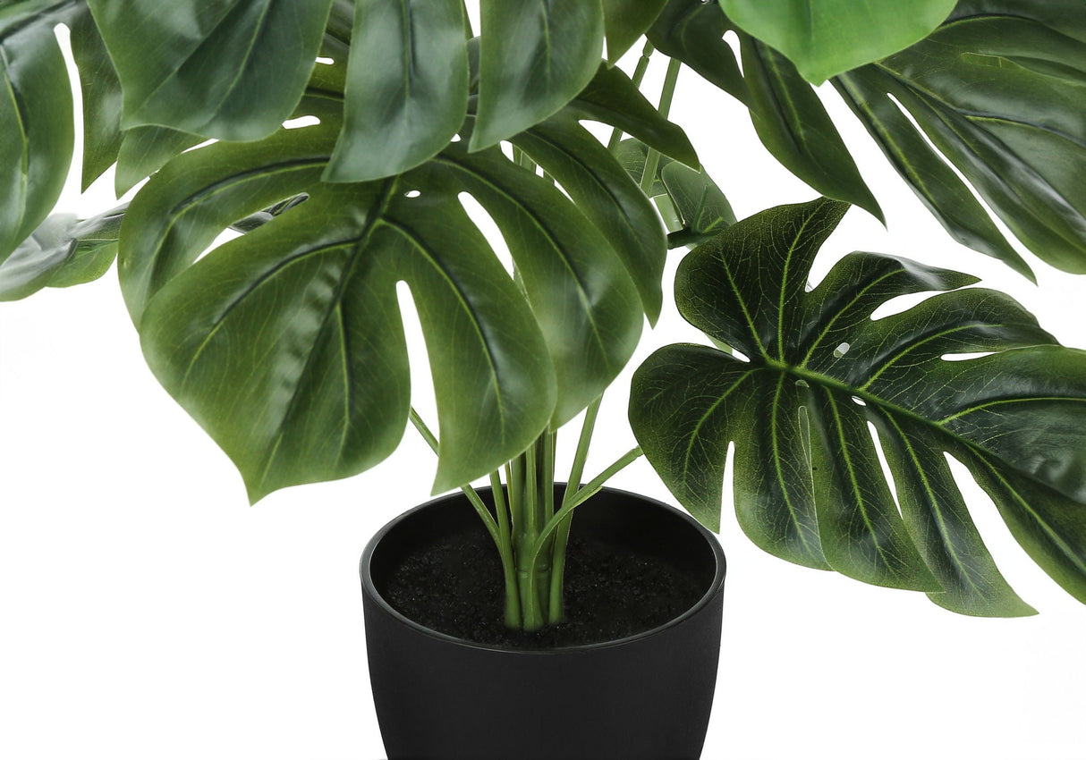 24" Tall, Artificial Plant, Monstera, Indoor, Faux, Fake, Table, Greenery, Potted, Real Touch, Decorative - Green / Black by Couch.com