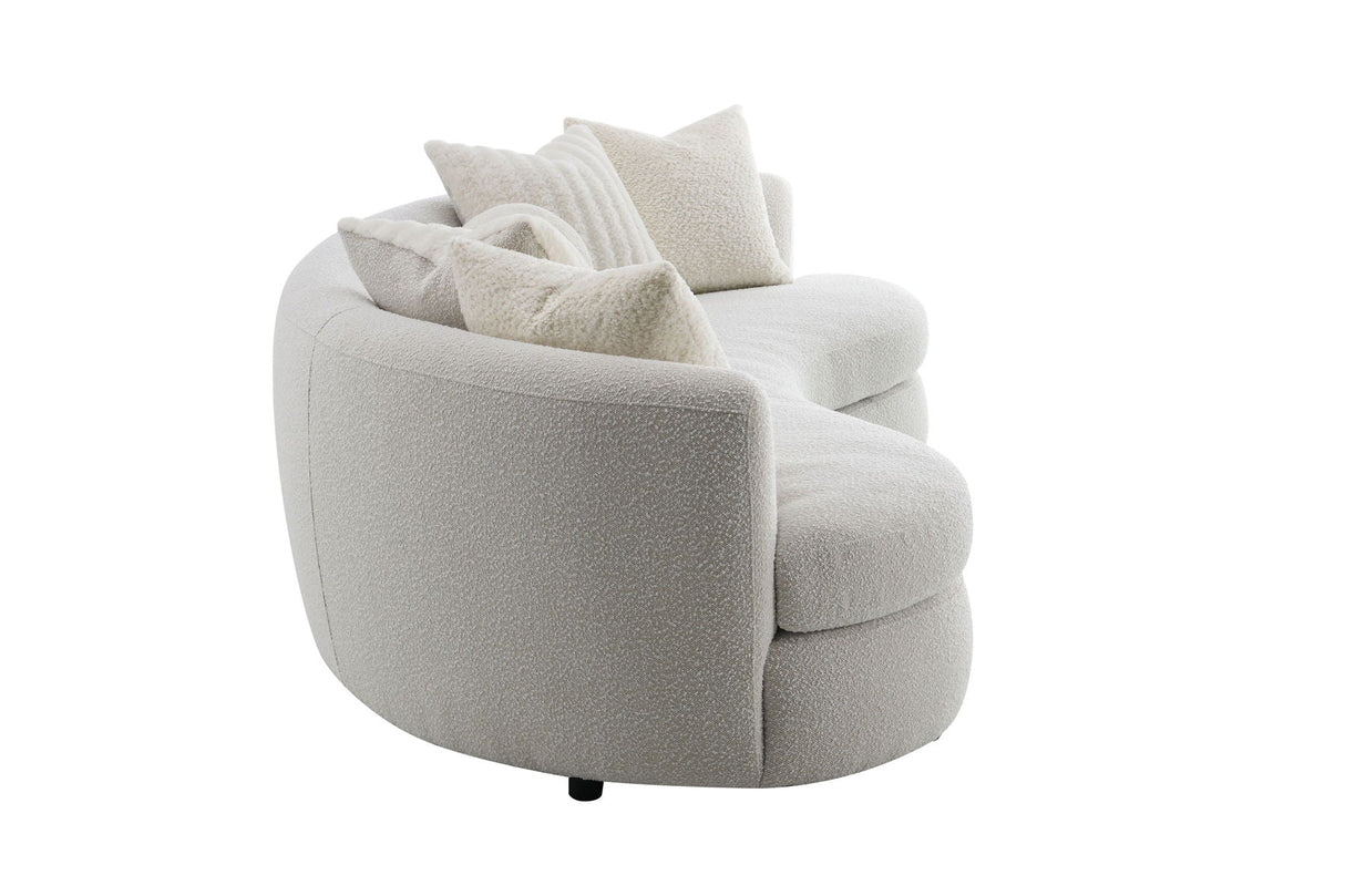 Iniko - Boucle Sofa With Toss Pillows - Beige by Couch.com