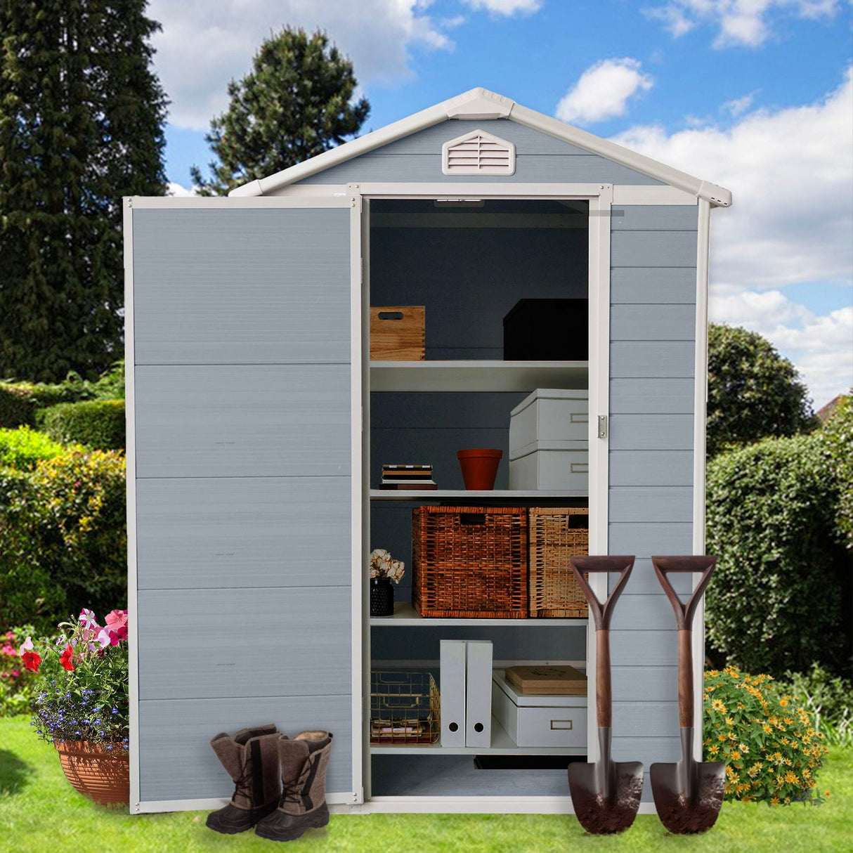 4X6Ft Resin Outdoor Storage Shed Kit-Perfect To Store Patio Furniture - Gray by Couch.com