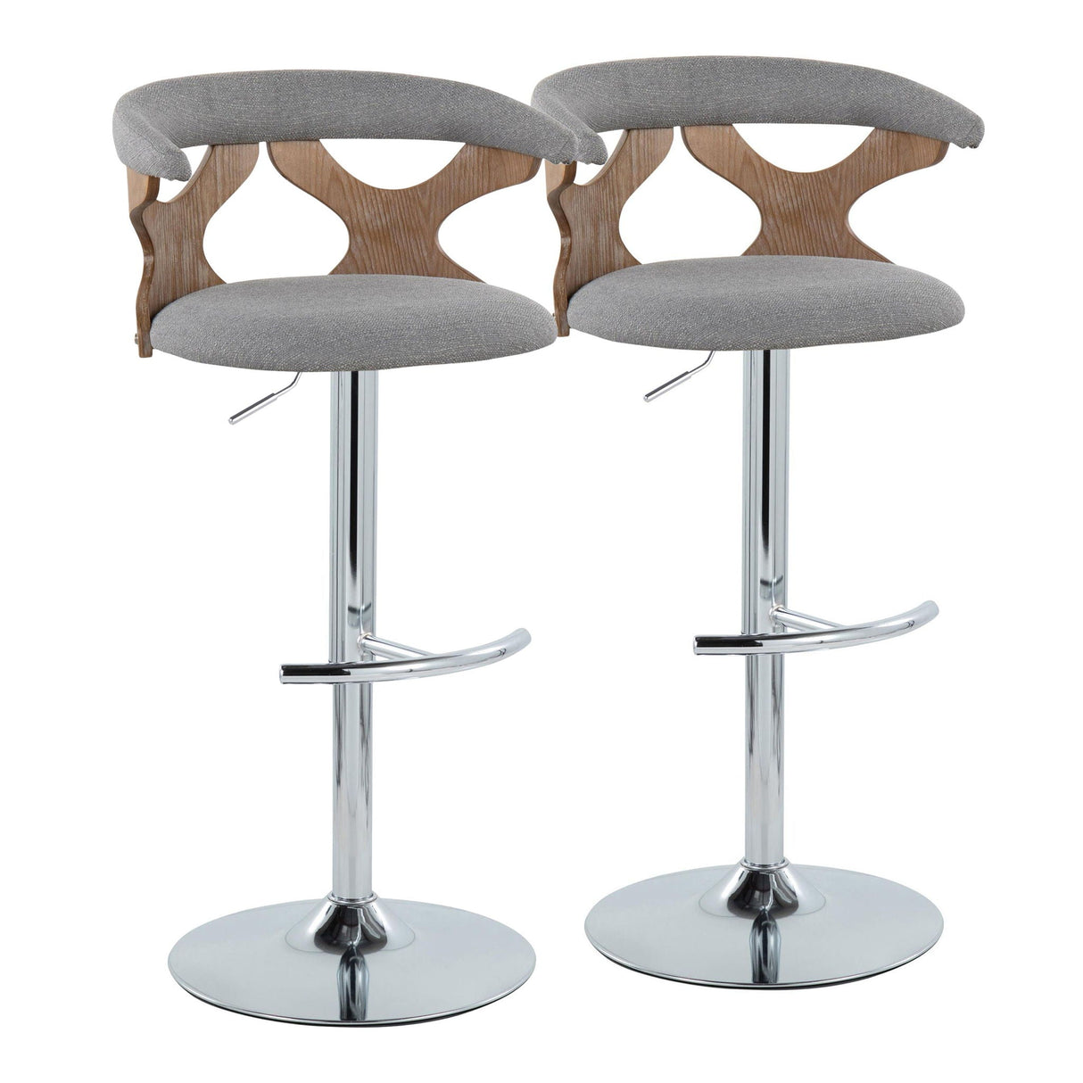 Gardenia - Contemporary Adjustable Barstool With Swivel / Rounded T Footrest (Set of 2) by Couch.com