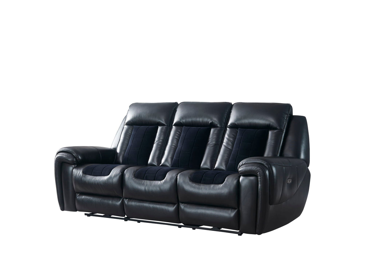 Clark - Blanche / Velvet Power Reclining Sofa With LED - Black by Couch.com