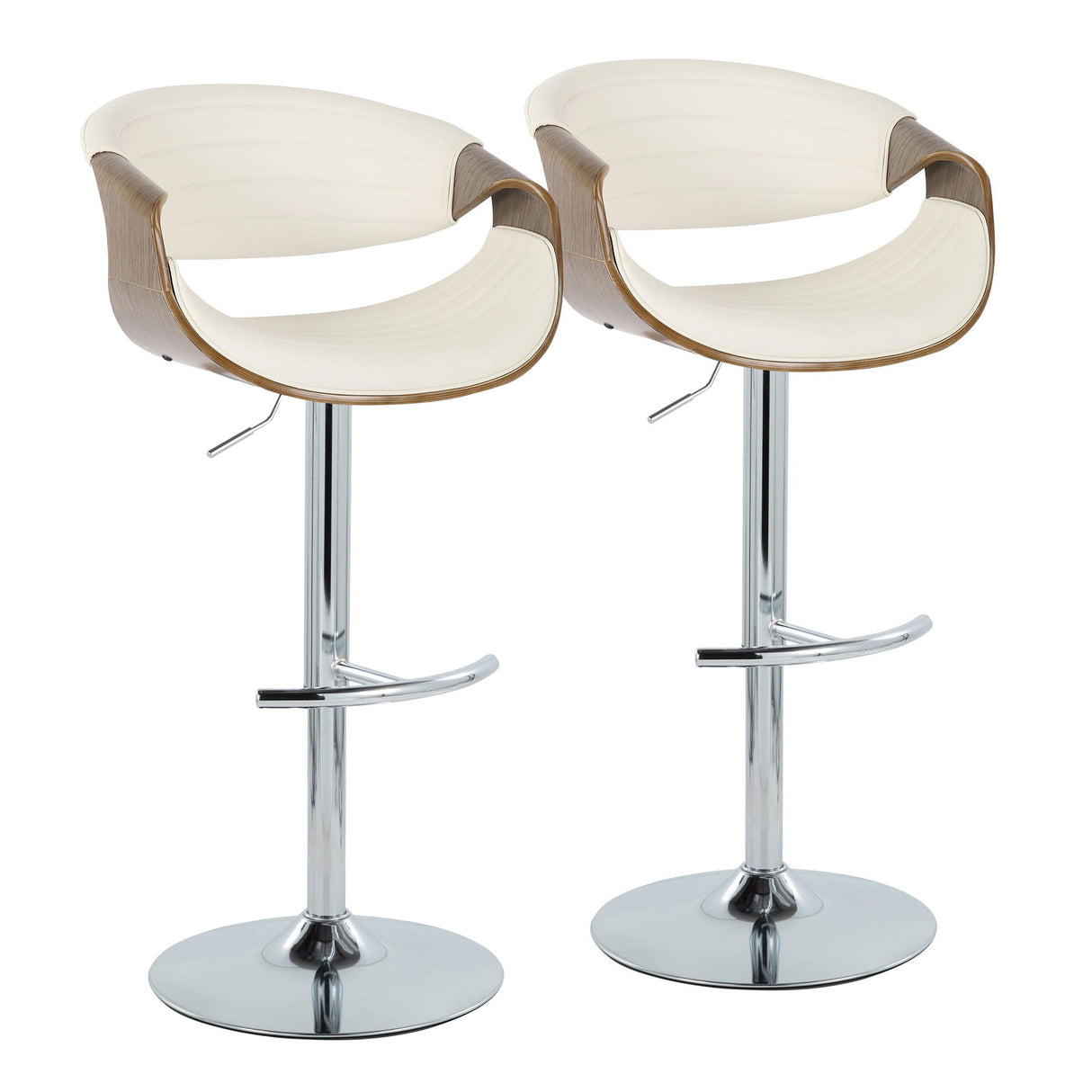 Symphony - Mid Century Modern Adjustable Barstool With Swivel & Rounded T Footrest (Set of 2) by Couch.com