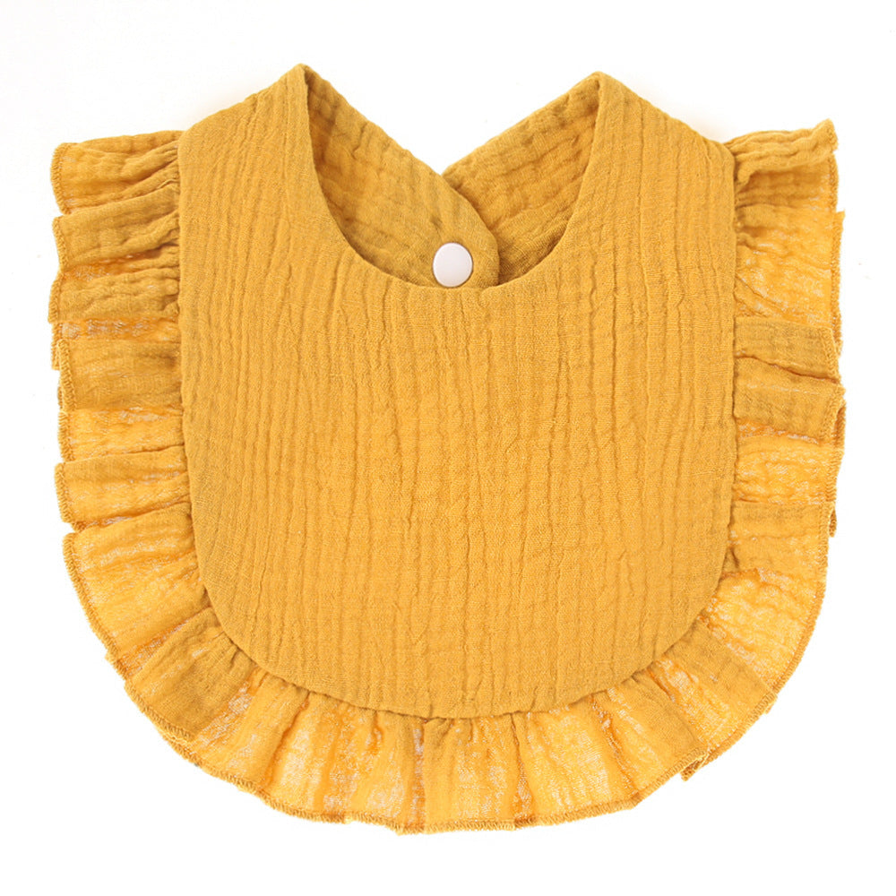 Ruffled Cotton Gauze Lace Bib Saliva Pocket