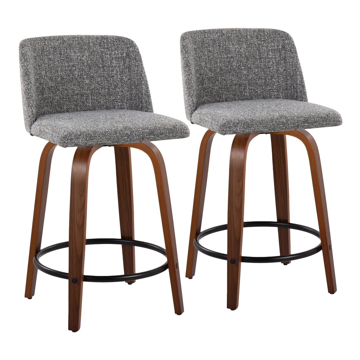 Toriano - Mid Century Modern, Fixed Height Counter Stool & Swivel And Round Footrest (Set of 2) by Couch.com