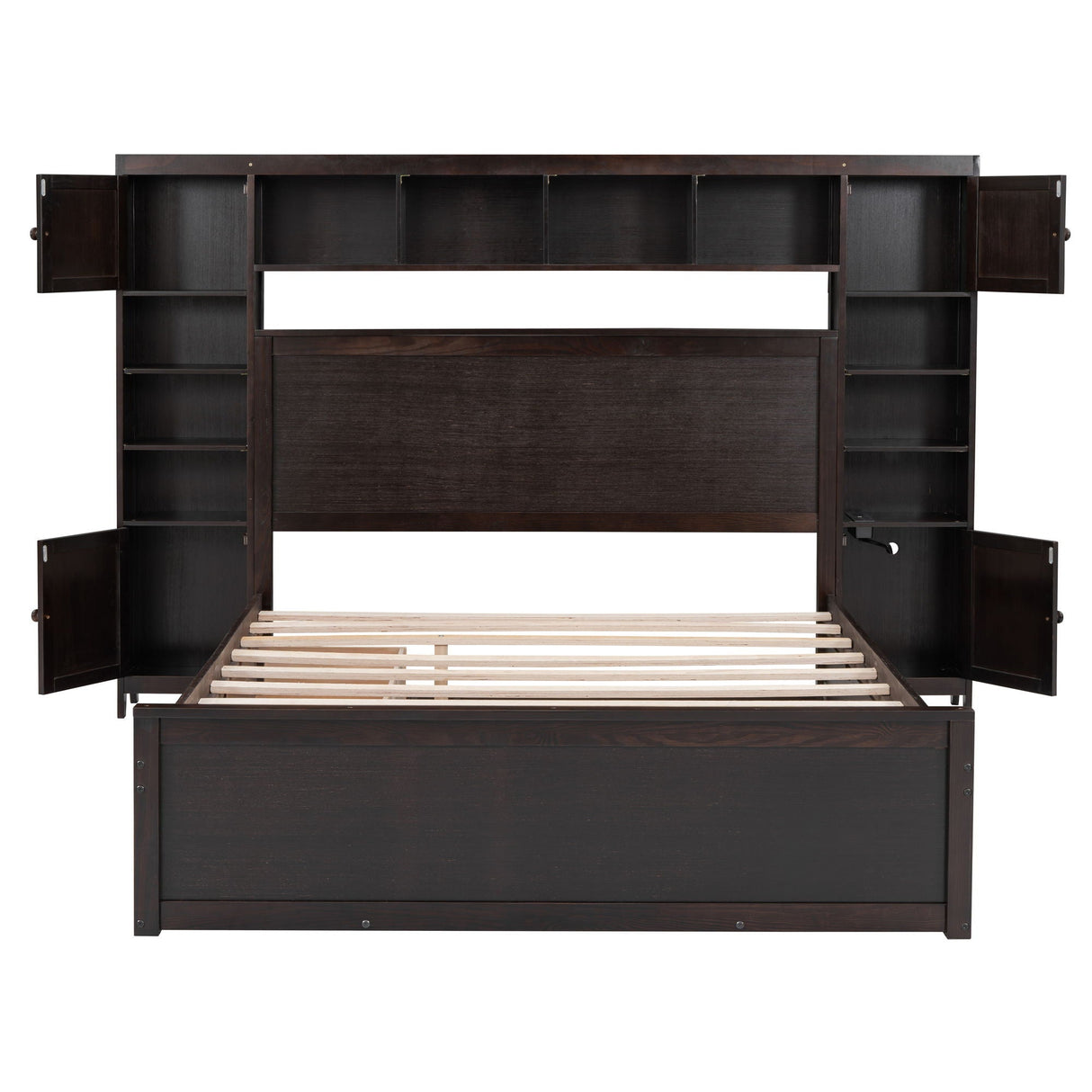 Bed With All In One Cabinet, Shelf And Sockets, Twin Long Trundle by Couch.com