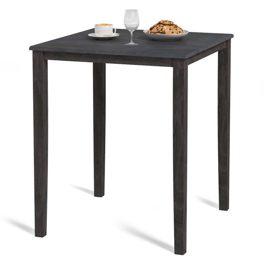 Square Dining Table with Solid Wood Frame for 4-Person-Gray