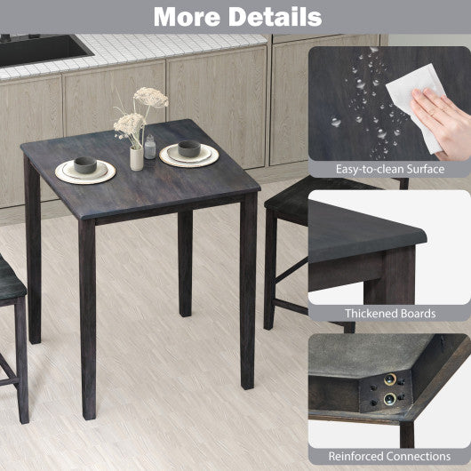 Square Dining Table with Solid Wood Frame for 4-Person-Gray