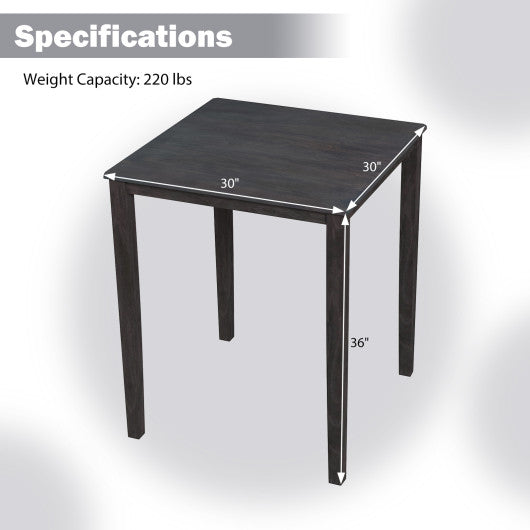 Square Dining Table with Solid Wood Frame for 4-Person-Gray