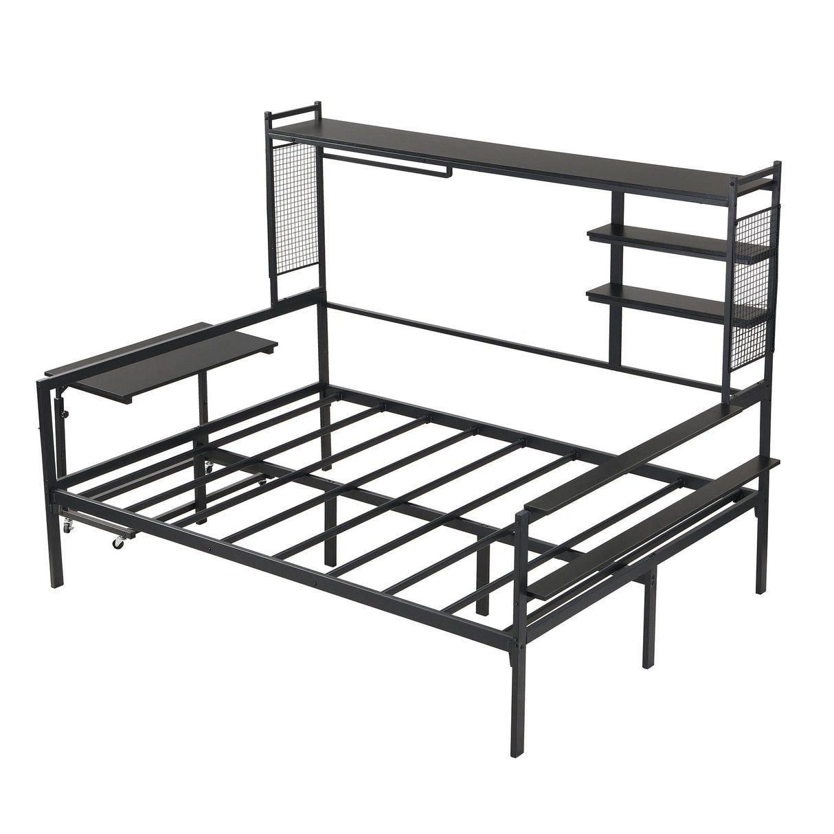 Daybed With Movable Desk, Grid, Shelves And Clothes Hanger by Couch.com