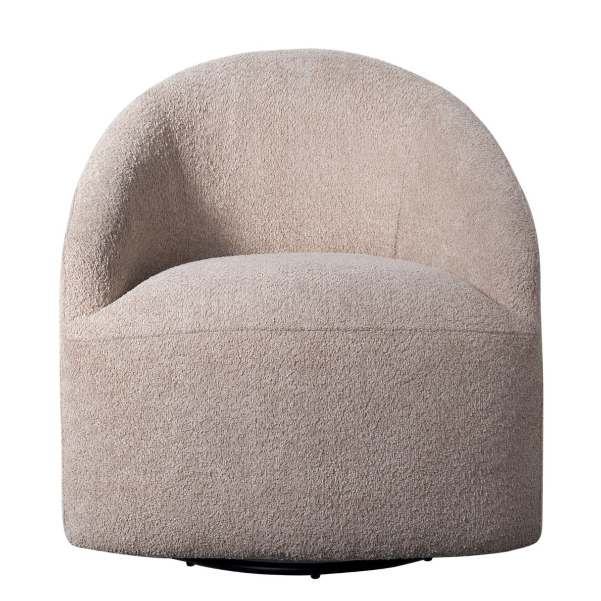 Modern Upholstered 360 Degree Swivel Chair Faux Fabric Solid Wood Frame - Beige by Couch.com
